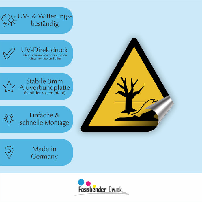 Warnzeichen (W072) Warnung vor umweltgefährdenden Stoffen oder Gemische - nach DIN EN ISO 7010