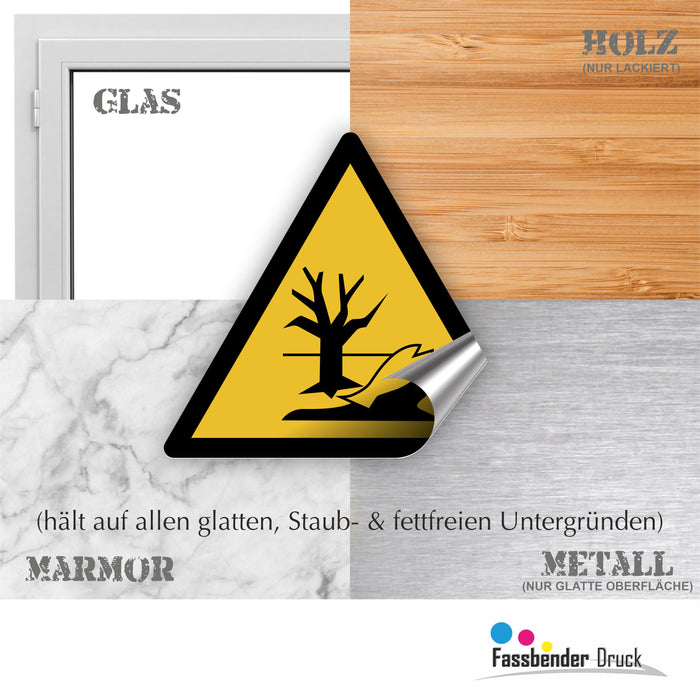 Warnzeichen (W072) Warnung vor umweltgefährdenden Stoffen oder Gemische - nach DIN EN ISO 7010