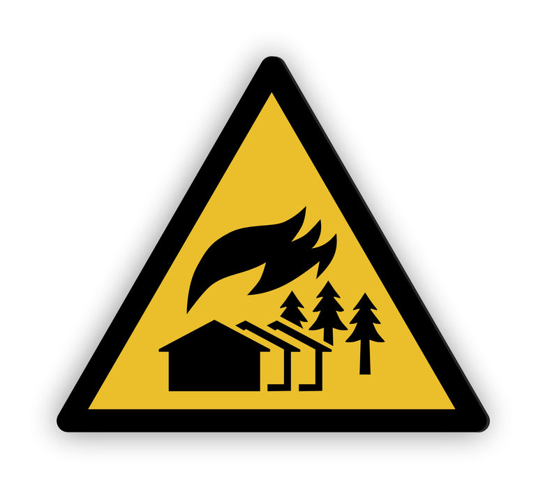 Warnzeichen (W073) Warnung vor großflächigem Brandgebiet - nach DIN EN ISO 7010