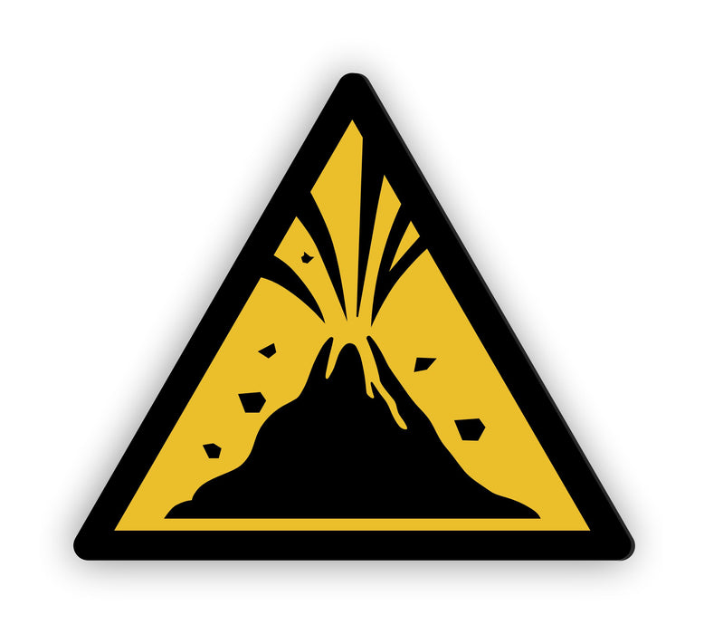 Warnzeichen (W075) Warnung vor aktivem Vulkangebiet - nach DIN EN ISO 7010