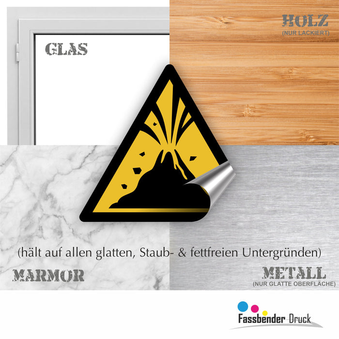 Warnzeichen (W075) Warnung vor aktivem Vulkangebiet - nach DIN EN ISO 7010