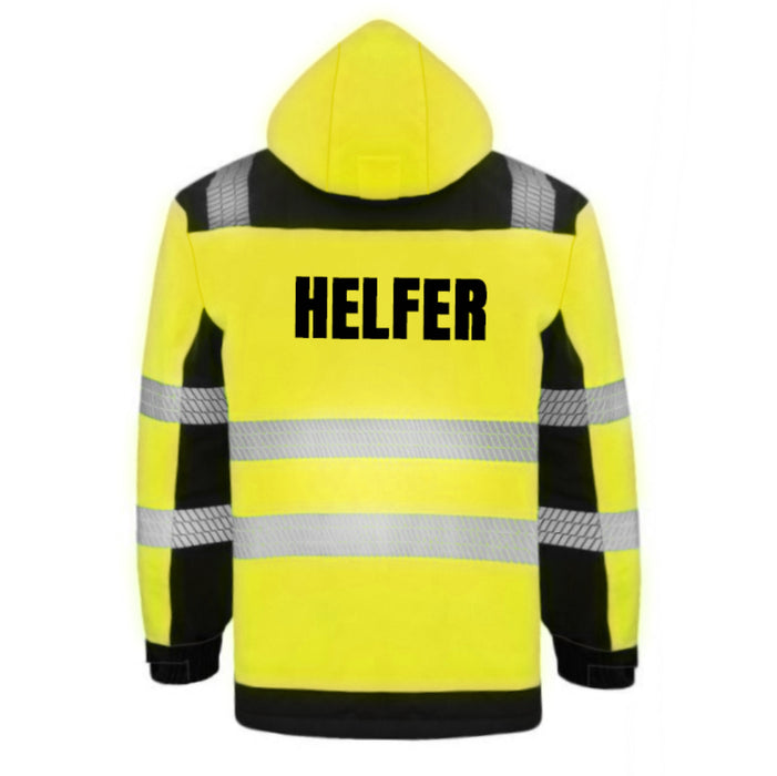 HELFER Softshell Winterjacke / Sicherheitsjacke mit Reißverschluss und Taschen