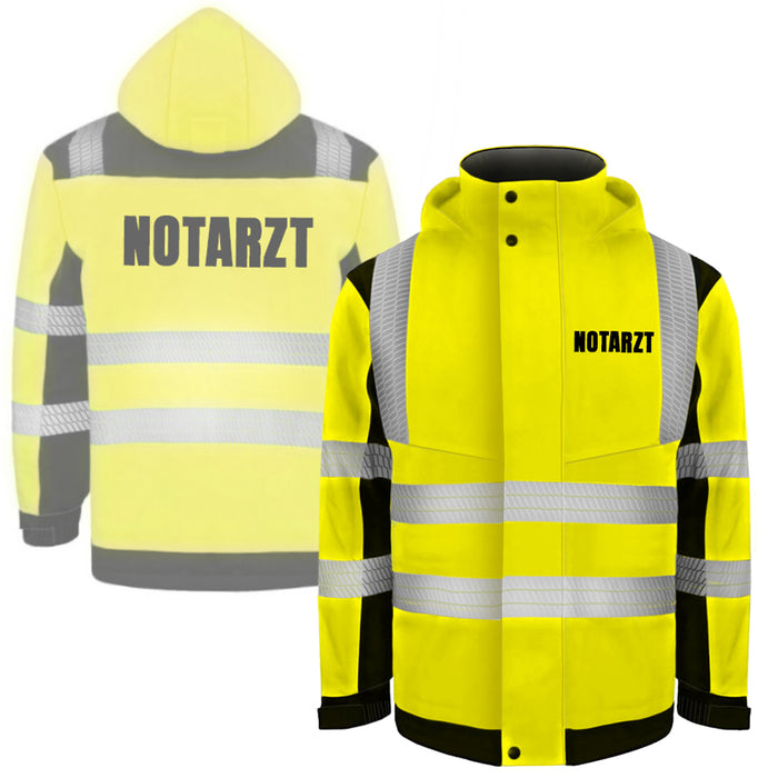 NOTARZT Softshell Winterjacke / Sicherheitsjacke mit Reißverschluss und Taschen