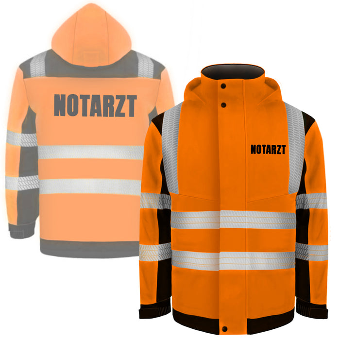 NOTARZT Softshell Winterjacke / Sicherheitsjacke mit Reißverschluss und Taschen