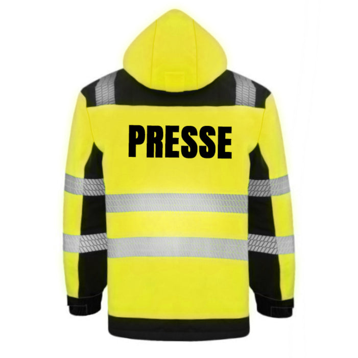 PRESSE Softshell Winterjacke / Sicherheitsjacke mit Reißverschluss und Taschen