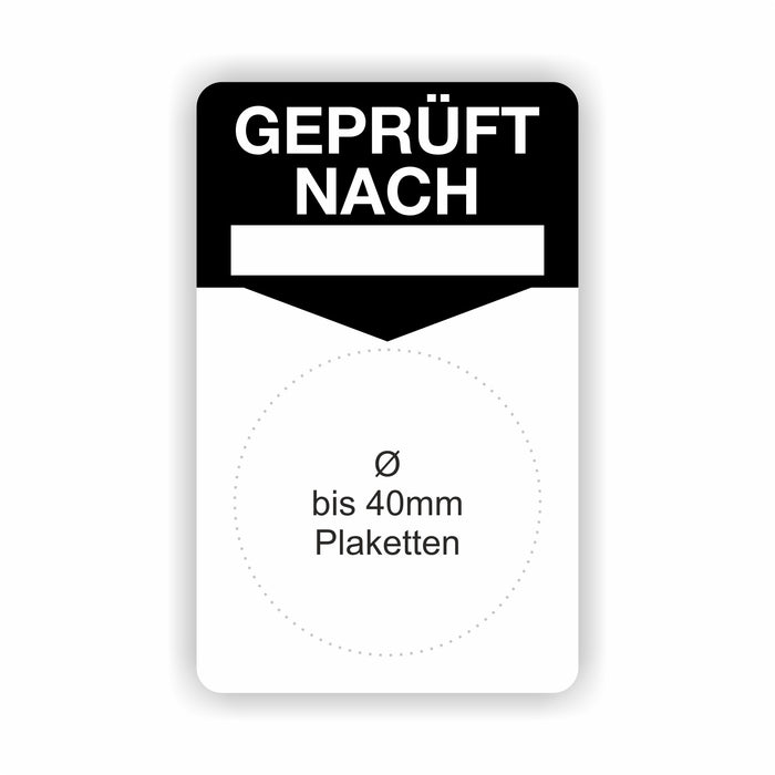 GEPRÜFT NACH .... 50x80mm Grundetiketten / Grundträger / Untergrund