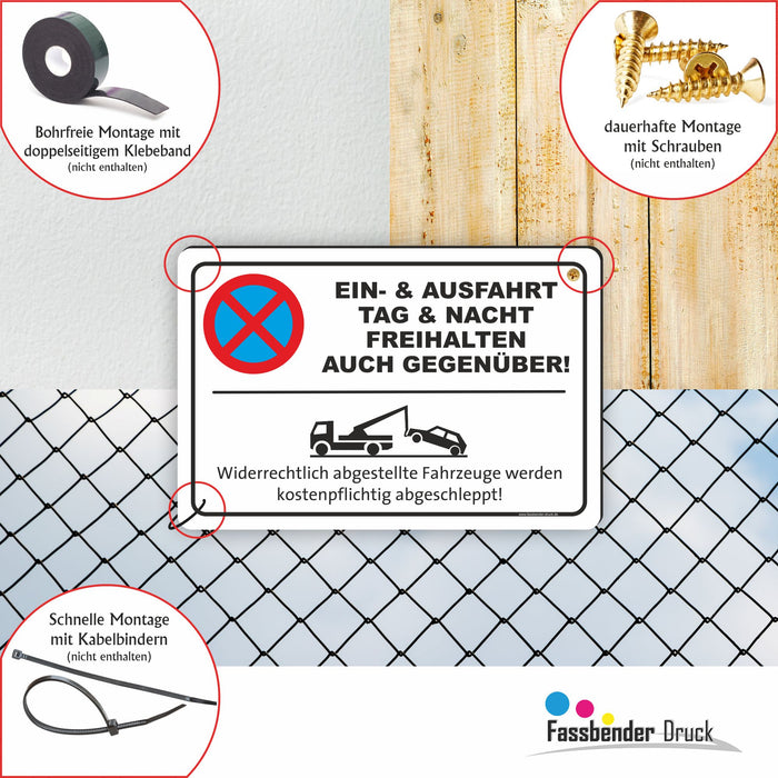 PV-023 Ein- & Ausfahrt auch gegenüber freihalten – Schild Parken verboten