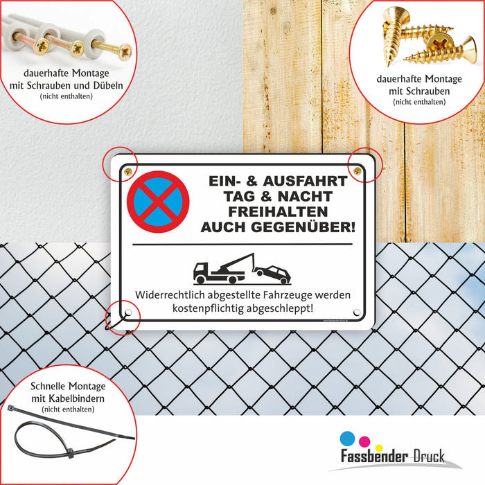 PV-023 Ein- & Ausfahrt auch gegenüber freihalten – Schild Parken verboten