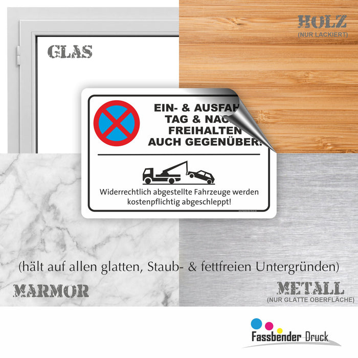 PV-023 Ein- & Ausfahrt auch gegenüber freihalten – Schild Parken verboten