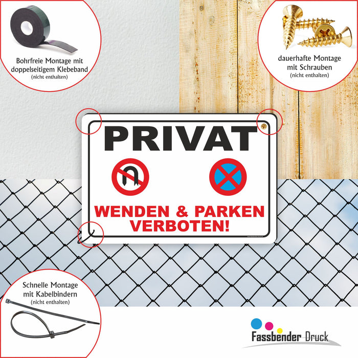 D-046 Parkverbotsschild Privatparkplatz – Schild Wenden & Parken verboten