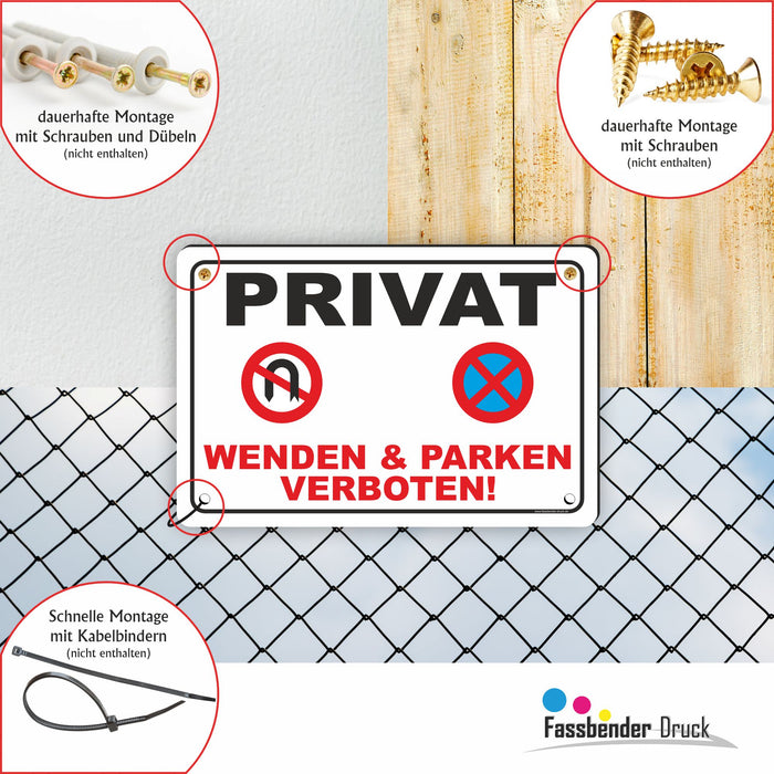 D-046 Parkverbotsschild Privatparkplatz – Schild Wenden & Parken verboten