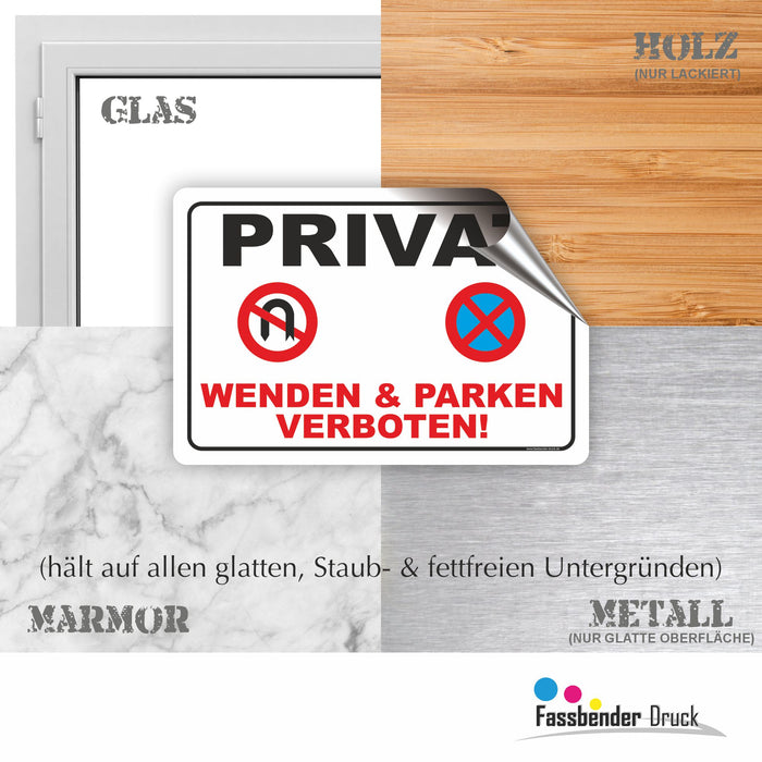 D-046 Parkverbotsschild Privatparkplatz – Schild Wenden & Parken verboten