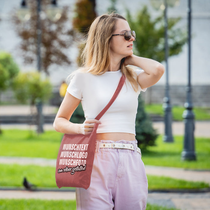 Personalisierte Tragetasche selber mit Ihrem Logo oder Wunschtext gestalten | recycelte 100% Baumwolle Tasche / Beutel gestalten