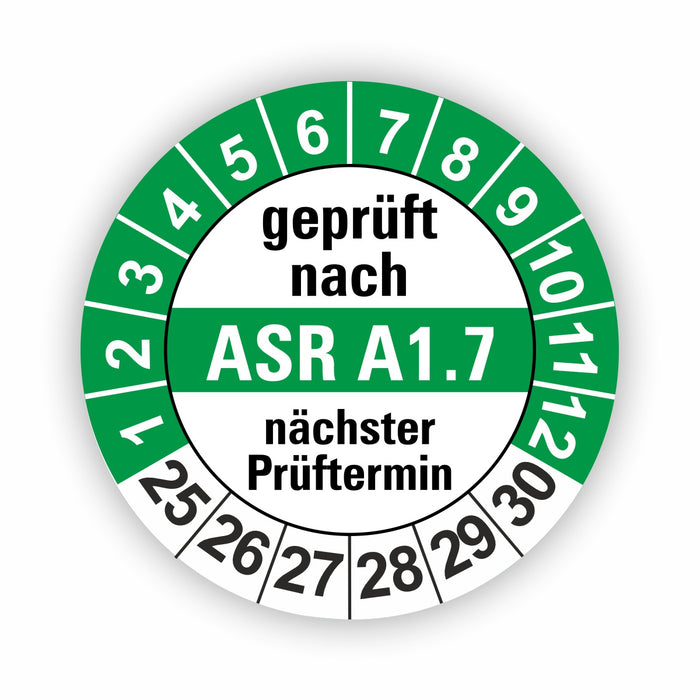 ASR A1.7 Wartungsetiketten / Prüfplaketten / Prüfetiketten