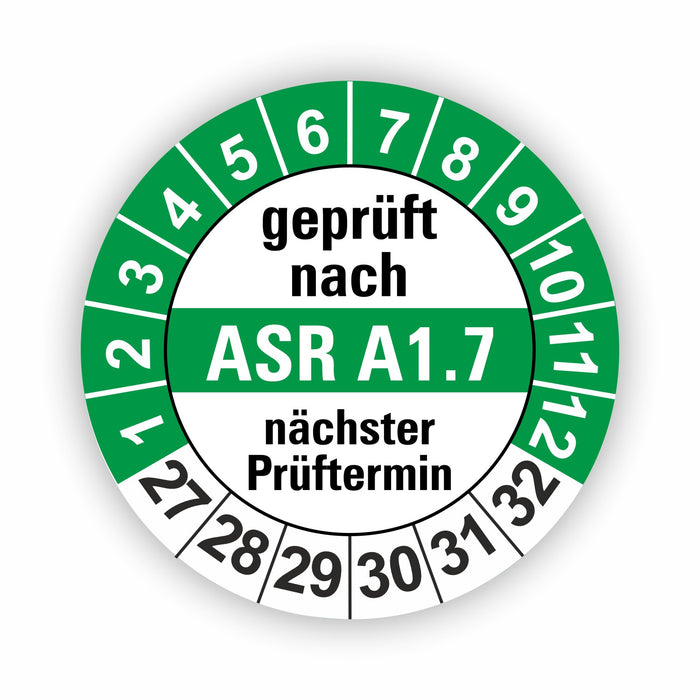 ASR A1.7 Wartungsetiketten / Prüfplaketten / Prüfetiketten