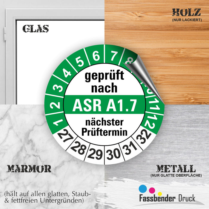 ASR A1.7 Wartungsetiketten / Prüfplaketten / Prüfetiketten