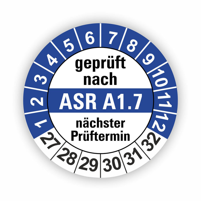 ASR A1.7 Wartungsetiketten / Prüfplaketten / Prüfetiketten