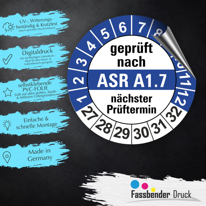 ASR A1.7 Wartungsetiketten / Prüfplaketten / Prüfetiketten