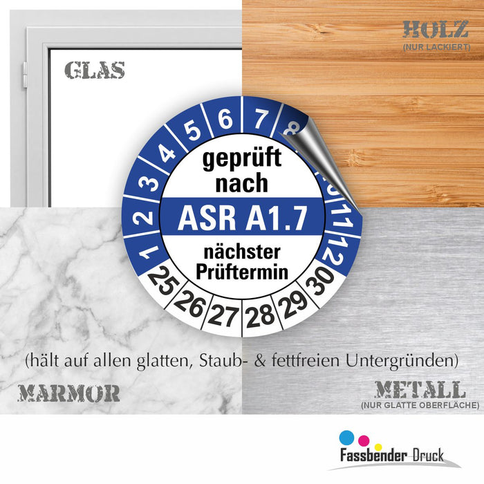 ASR A1.7 Wartungsetiketten / Prüfplaketten / Prüfetiketten