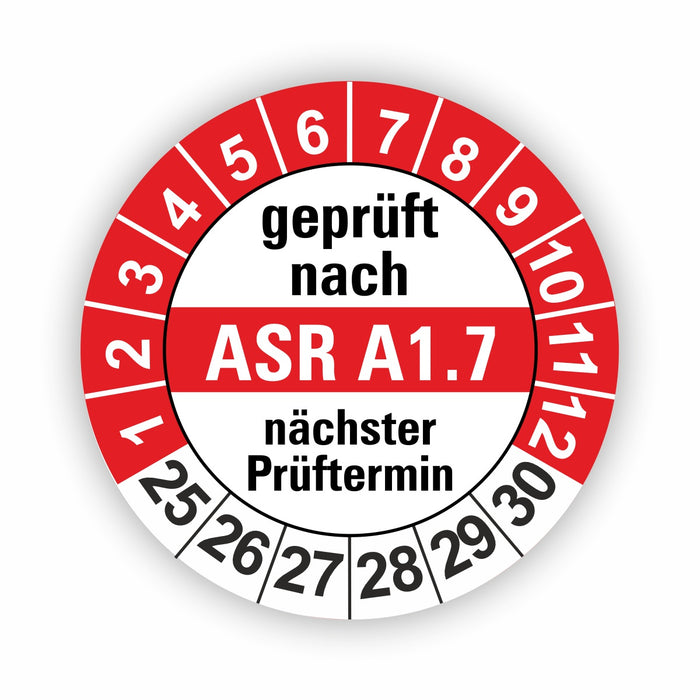 ASR A1.7 Wartungsetiketten / Prüfplaketten / Prüfetiketten