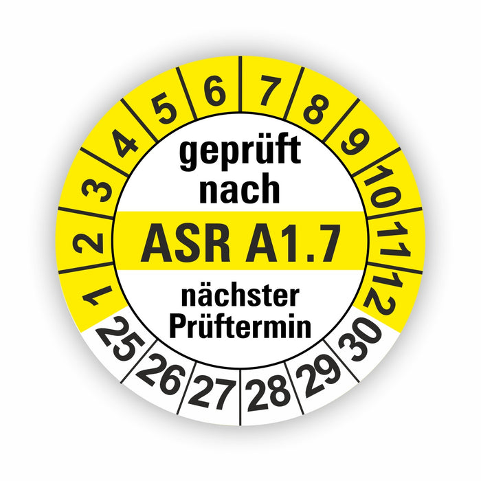 ASR A1.7 Wartungsetiketten / Prüfplaketten / Prüfetiketten