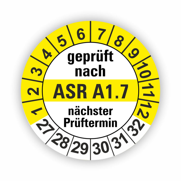 ASR A1.7 Wartungsetiketten / Prüfplaketten / Prüfetiketten