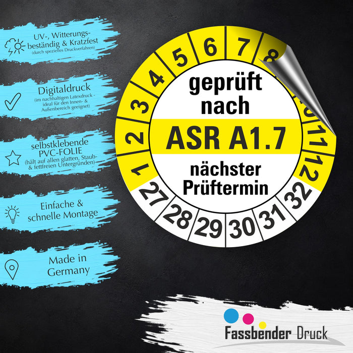 ASR A1.7 Wartungsetiketten / Prüfplaketten / Prüfetiketten