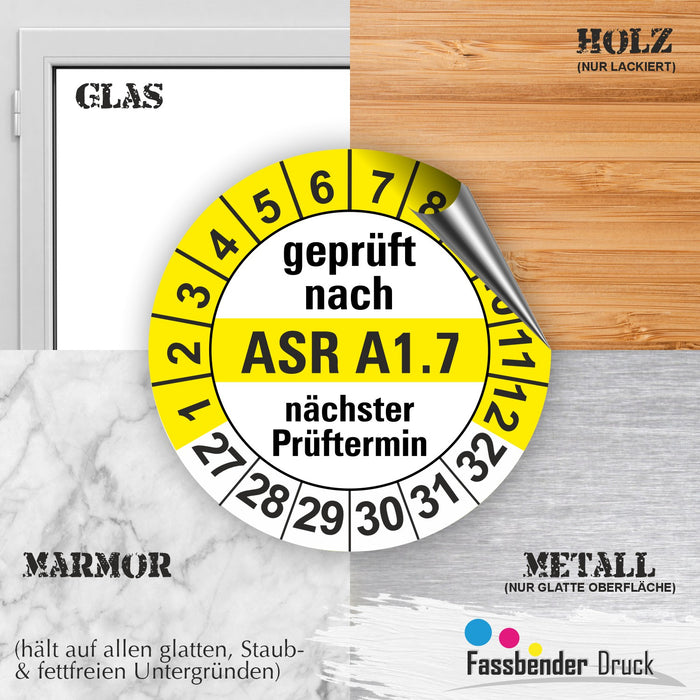ASR A1.7 Wartungsetiketten / Prüfplaketten / Prüfetiketten