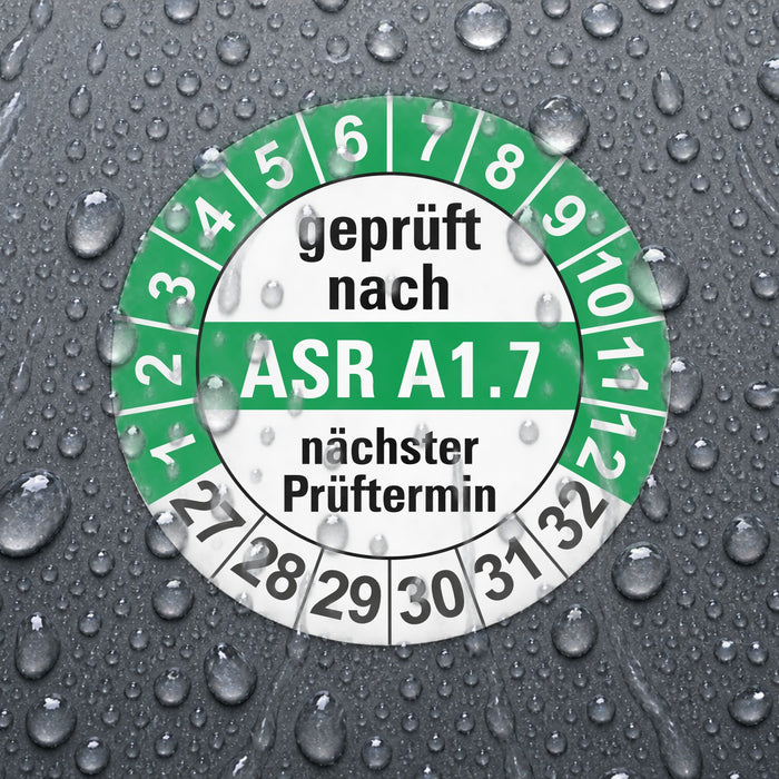 ASR A1.7 Wartungsetiketten / Prüfplaketten / Prüfetiketten