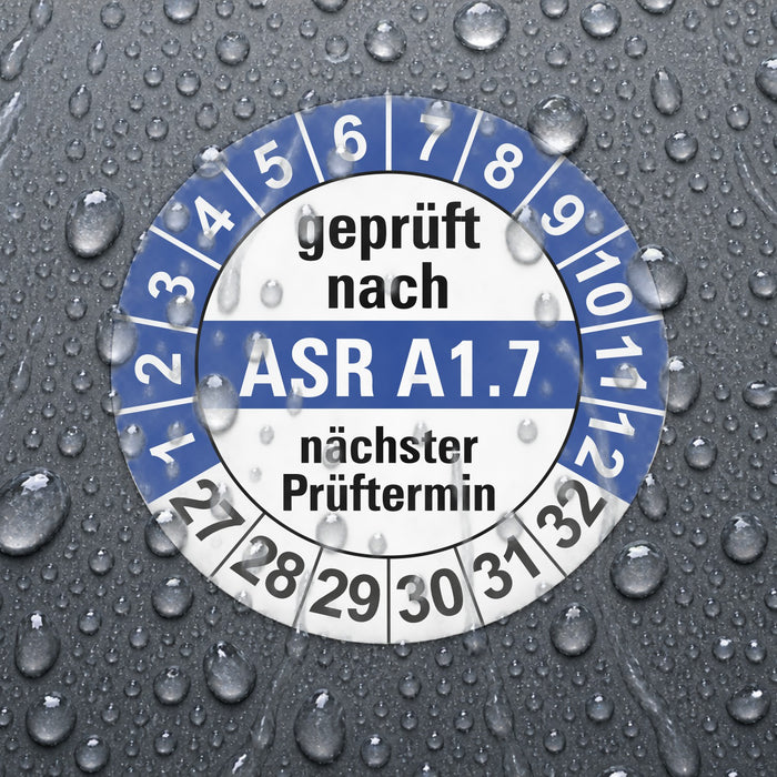 ASR A1.7 Wartungsetiketten / Prüfplaketten / Prüfetiketten