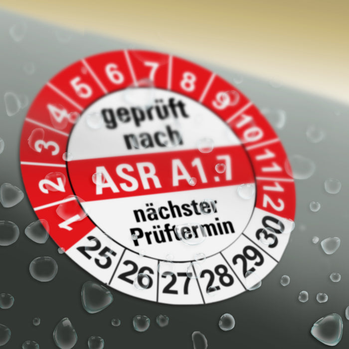 ASR A1.7 Wartungsetiketten / Prüfplaketten / Prüfetiketten