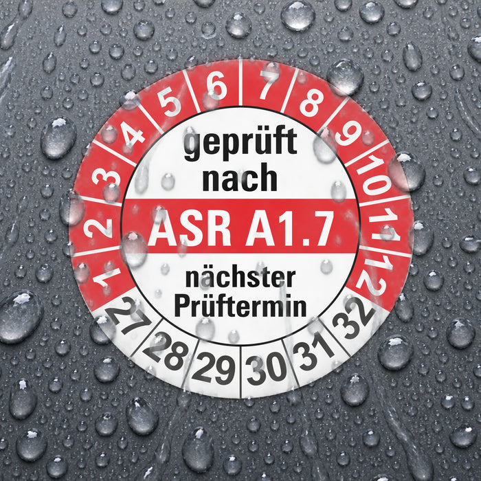 ASR A1.7 Wartungsetiketten / Prüfplaketten / Prüfetiketten