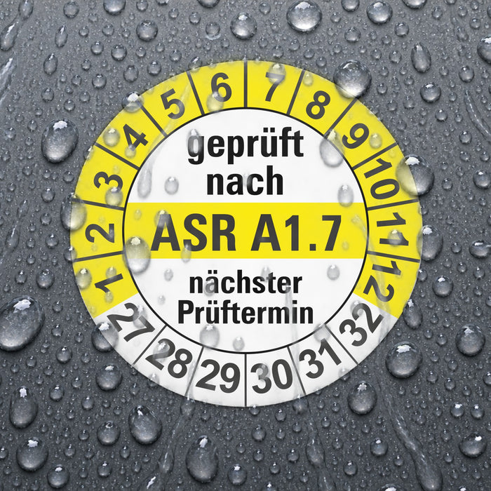 ASR A1.7 Wartungsetiketten / Prüfplaketten / Prüfetiketten