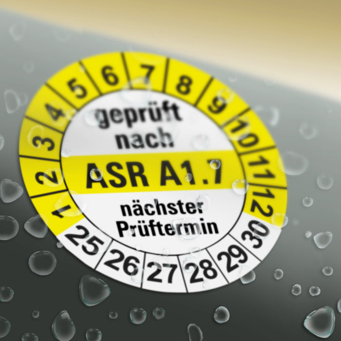 ASR A1.7 Wartungsetiketten / Prüfplaketten / Prüfetiketten