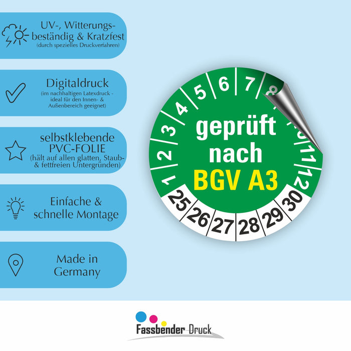 BGV A3 Wartungsetiketten / Prüfplaketten / Prüfetiketten
