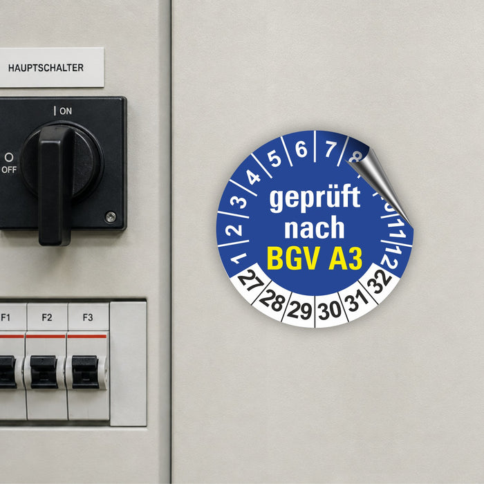 BGV A3 Wartungsetiketten / Prüfplaketten / Prüfetiketten