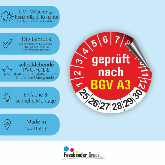 BGV A3 Wartungsetiketten / Prüfplaketten / Prüfetiketten