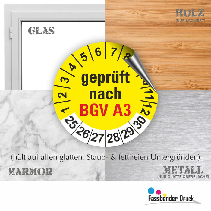 BGV A3 Wartungsetiketten / Prüfplaketten / Prüfetiketten