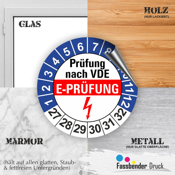 E-Prüfung Wartungsetiketten / Prüfplaketten / Prüfetiketten