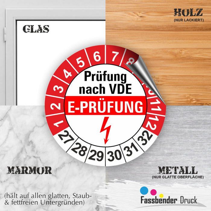 E-Prüfung Wartungsetiketten / Prüfplaketten / Prüfetiketten