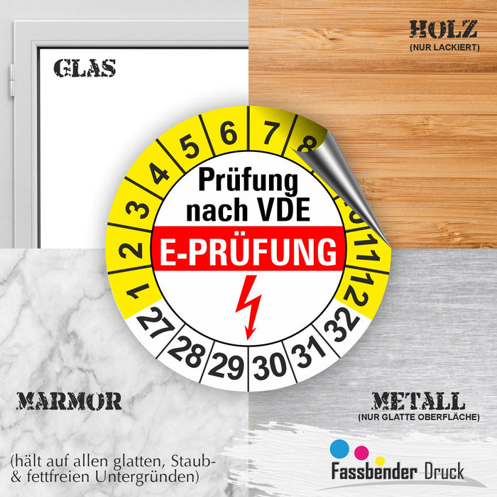E-Prüfung Wartungsetiketten / Prüfplaketten / Prüfetiketten
