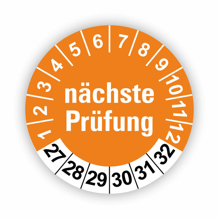 Nächste Prüfung ORANGE Wartungsetiketten / Prüfplaketten / Prüfetiketten
