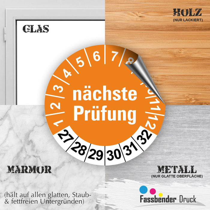 Nächste Prüfung ORANGE Wartungsetiketten / Prüfplaketten / Prüfetiketten