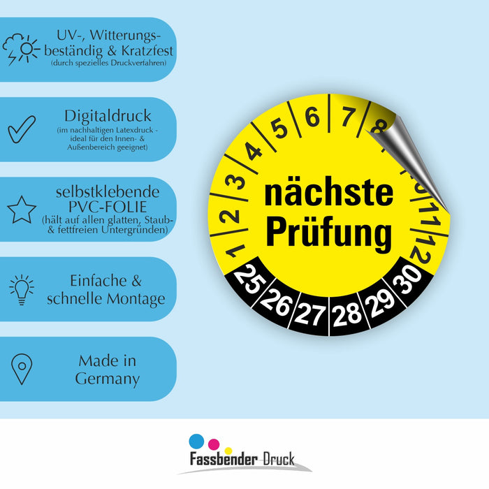 Nächste Prüfung GELB/SCHWARZ Wartungsetiketten / Prüfplaketten / Prüfetiketten
