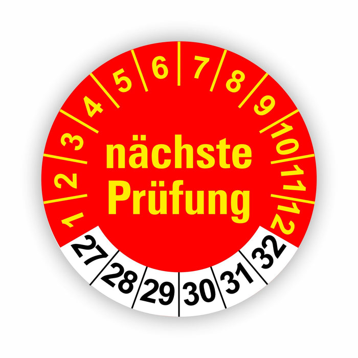 Nächste Prüfung ROT/GELB Wartungsetiketten / Prüfplaketten / Prüfetiketten