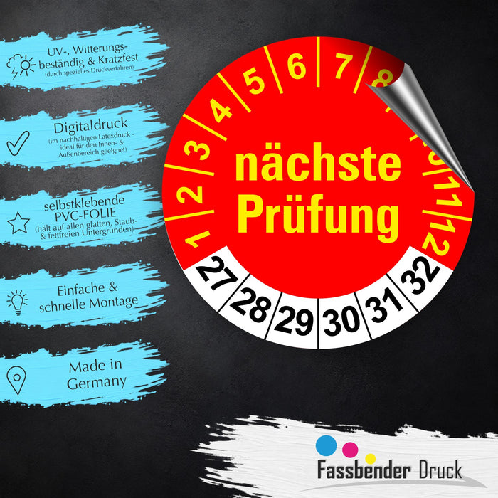 Nächste Prüfung ROT/GELB Wartungsetiketten / Prüfplaketten / Prüfetiketten