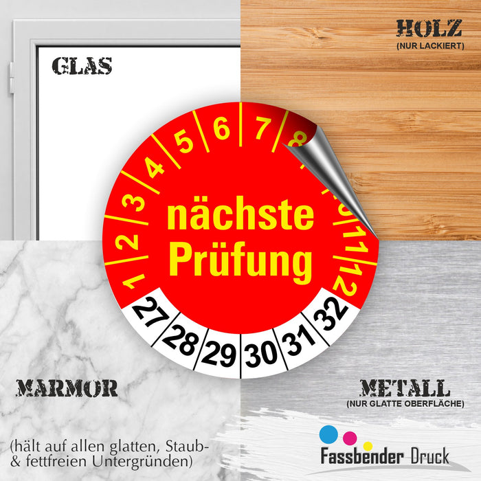 Nächste Prüfung ROT/GELB Wartungsetiketten / Prüfplaketten / Prüfetiketten