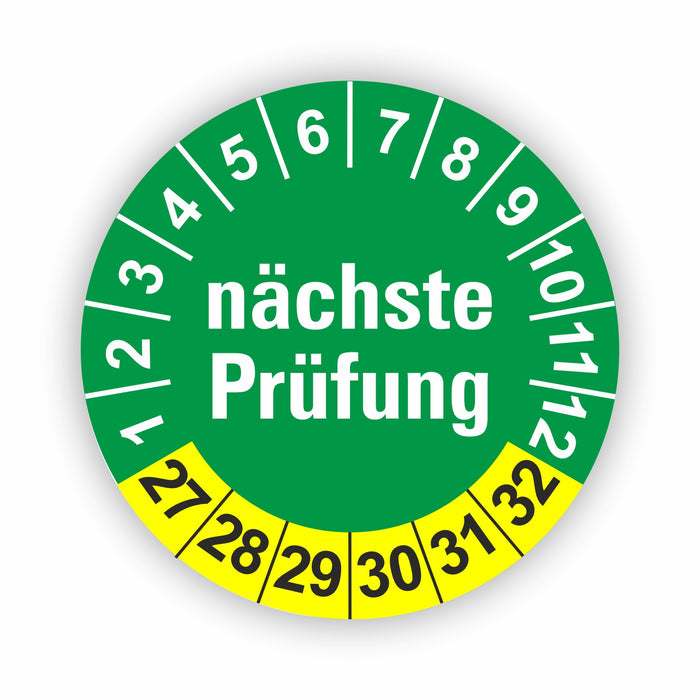 Nächste Prüfung GRÜN/GELB Wartungsetiketten / Prüfplaketten / Prüfetiketten
