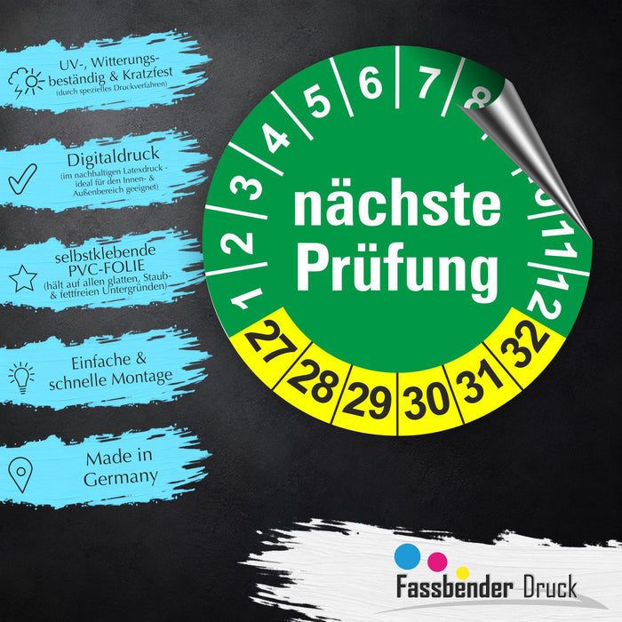 Nächste Prüfung GRÜN/GELB Wartungsetiketten / Prüfplaketten / Prüfetiketten