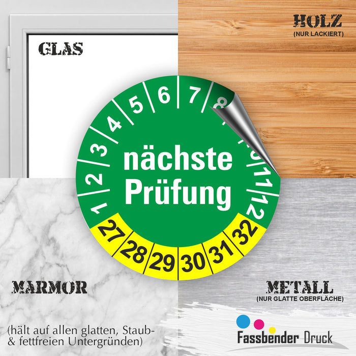 Nächste Prüfung GRÜN/GELB Wartungsetiketten / Prüfplaketten / Prüfetiketten